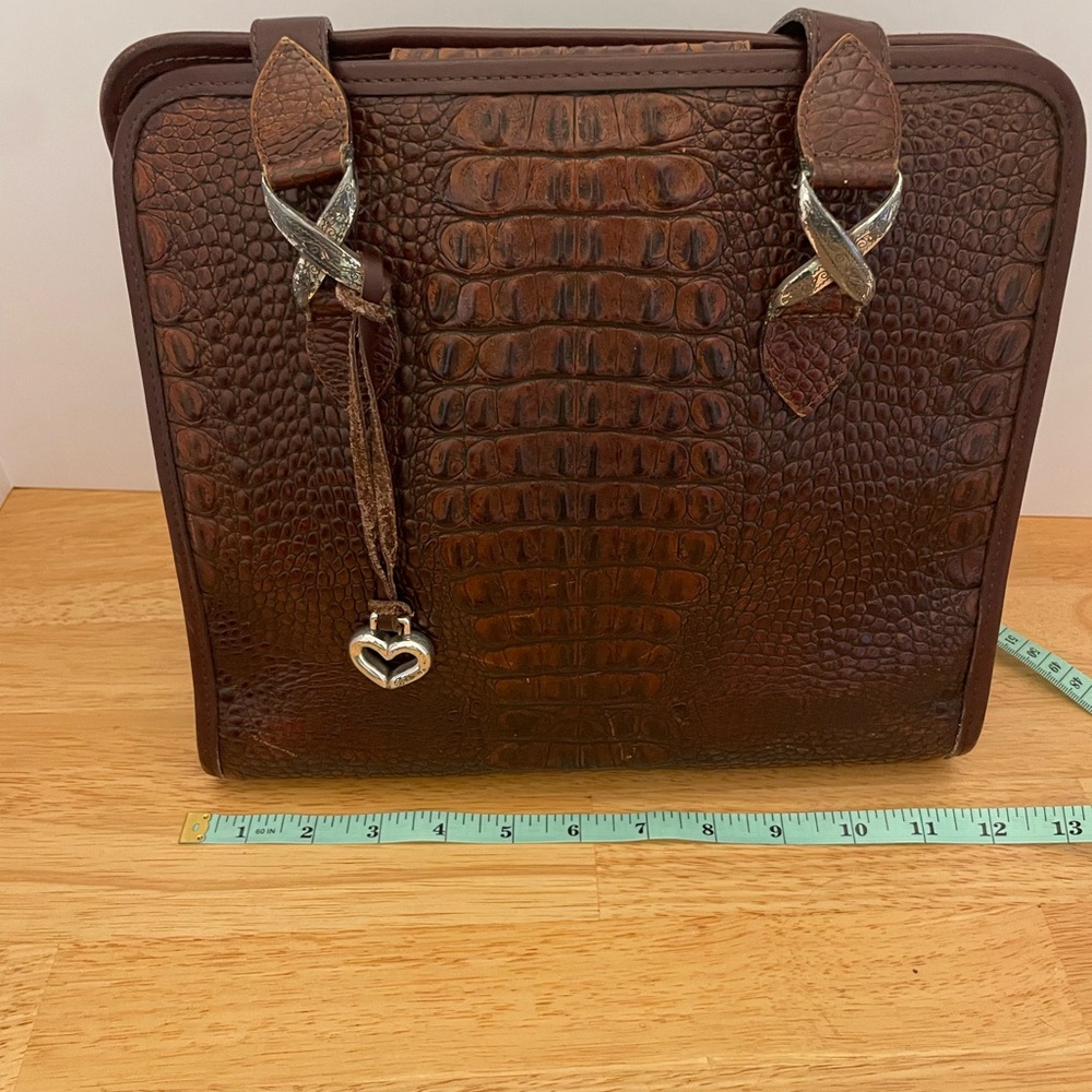 Brighton Dark Brown Crocodile-Embossed Shoulder Bag